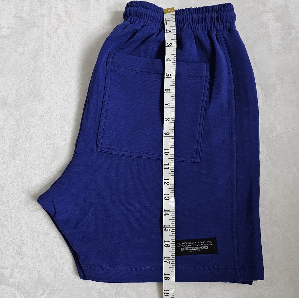 Mens Actively Black Athleisure Shorts Royal Blue Size M New With Tag - Picture 8 of 15